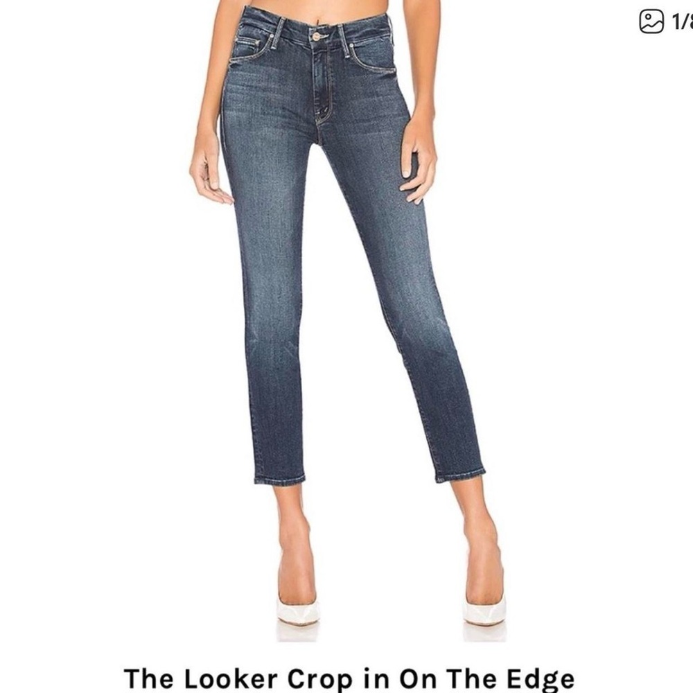 MOTHER The Looker Crop Ankle Jeans in Dark Blue Wash